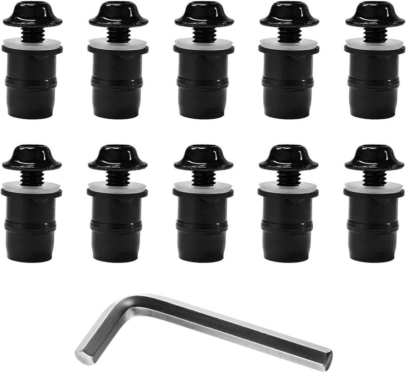 KVAEY 10 PCS Motorcycle Windshield Bolt Screw Kit, Aluminum Alloy Windscreen Mounting Bolt Screws, Universal Windshield Screws Bolts Nuts for Motorcycle Fairings, Car Accessories (Black) - Image 1